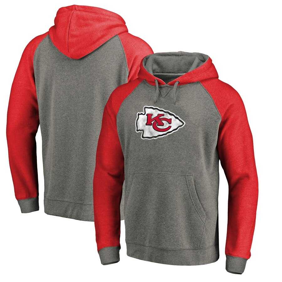 Kansas City Chiefs NFL Pro Line by Fanatics Branded Throwback Logo Big & Tall Tri Blend Raglan Pullover Hoodie Gray&Red,We sell and wholesale Kansas City Chiefs NFL Pro Line by Fanatics Branded Throwback Logo Big & Tall Tri Blend Raglan Pullover Hoodie Gray&Red on line form chian!